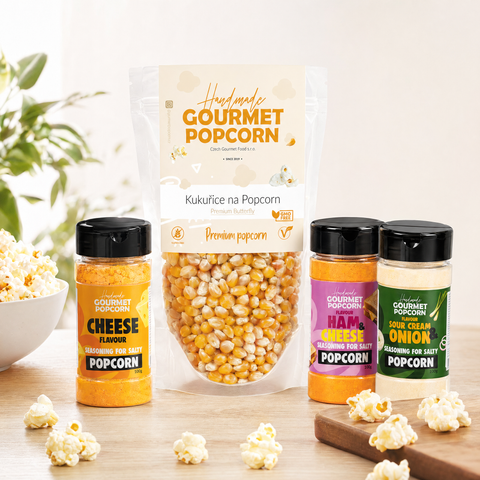 Filmový večer set s kukuřicí Butterfly a 3 příchutěmi na domácí popcorn