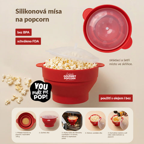 Silikonová mísa na popcorn do mikrovlnky – skládací