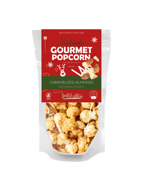 Vánoční popcorn bílá čokoláda s mandlemi 75g